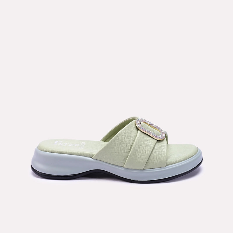 Womens Light Green Soft Casual Slippers