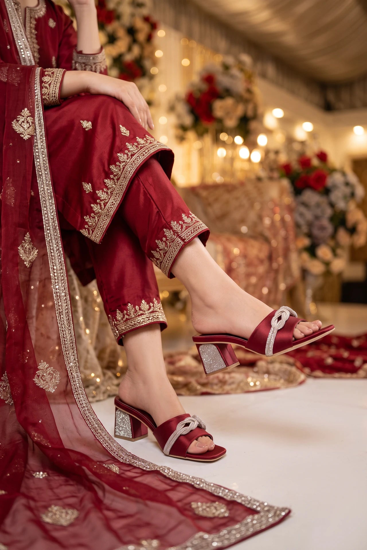 Maroon Bridal Slippers 0412719