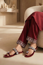 Maroon Fancy Flat Slippers 0412791