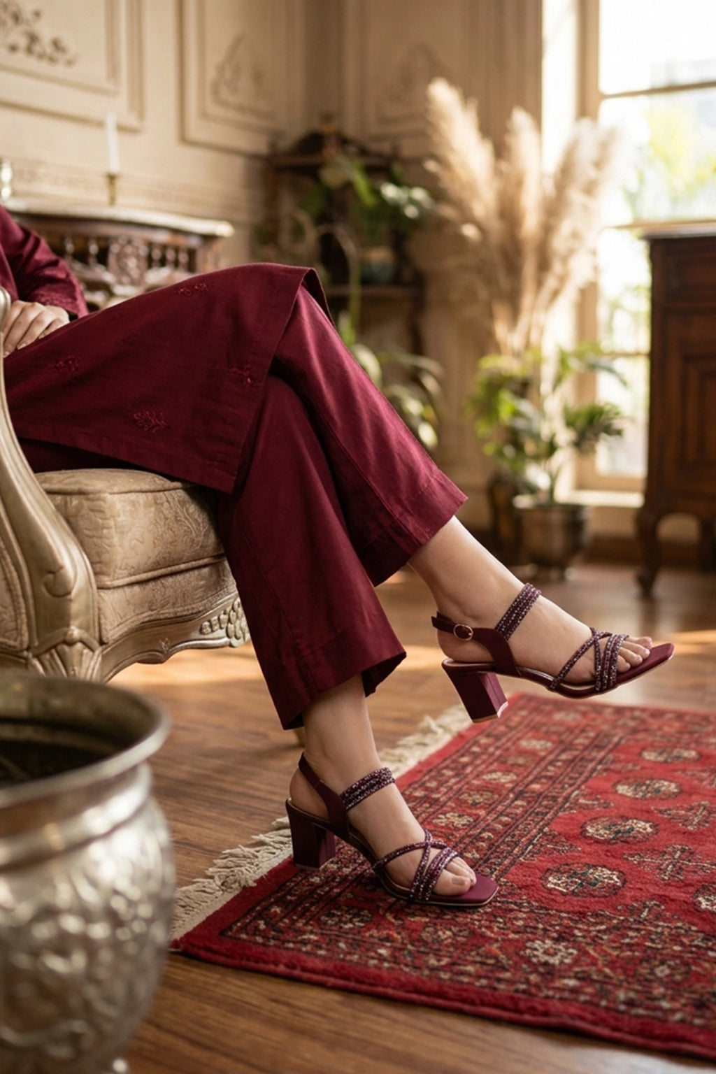 Maroon Fancy Sandals 0421417