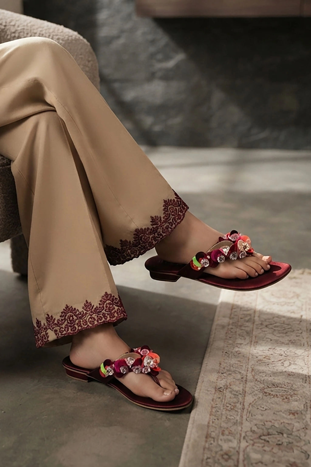 Maroon Fancy Slippers 0413248