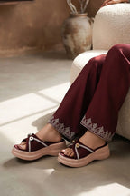 Maroon Platform Fancy Slippers 0413162