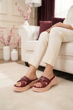 Maroon Platform Slippers 0413163