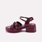 Maroon Chunky Heel Casual Sandals for Women