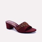 Maroon Fancy Heel Slippers