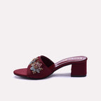 Maroon Fancy Heel Slippers for Women