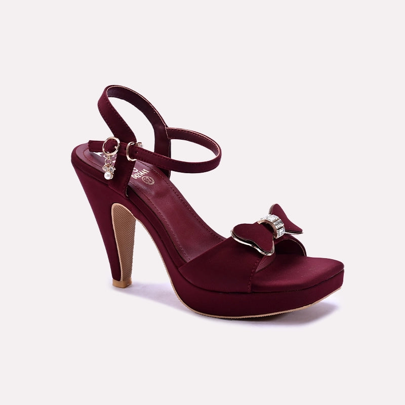 Maroon Pointed Heel Casual Sandals