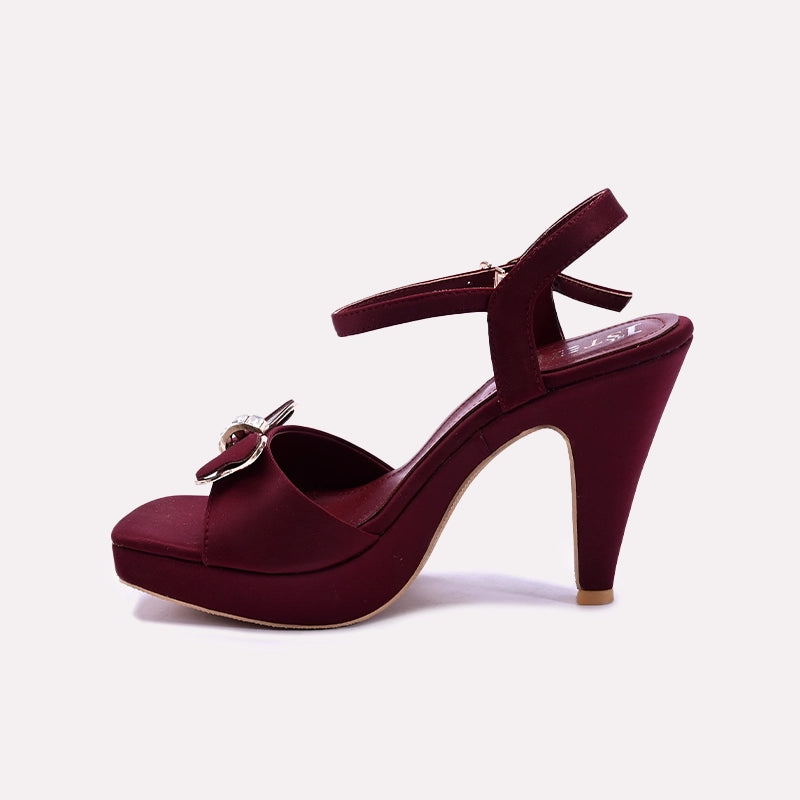 Maroon Pointed Heel Casual Sandals for Women