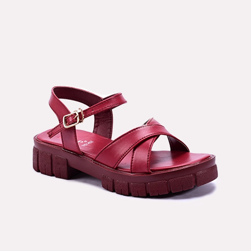 Maroon Thick Sole Casual Sandals