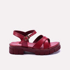 Womens Maroon Thick Sole Casual Sandals