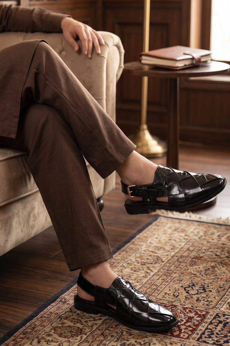 Mens Black Stylish Peshawari Sandals 0141106