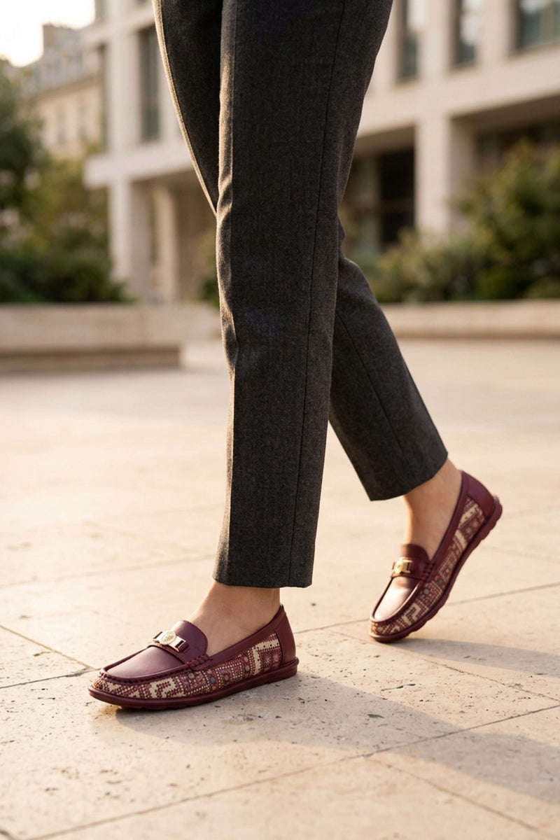 Moccasin Shoes Maroon 0440968