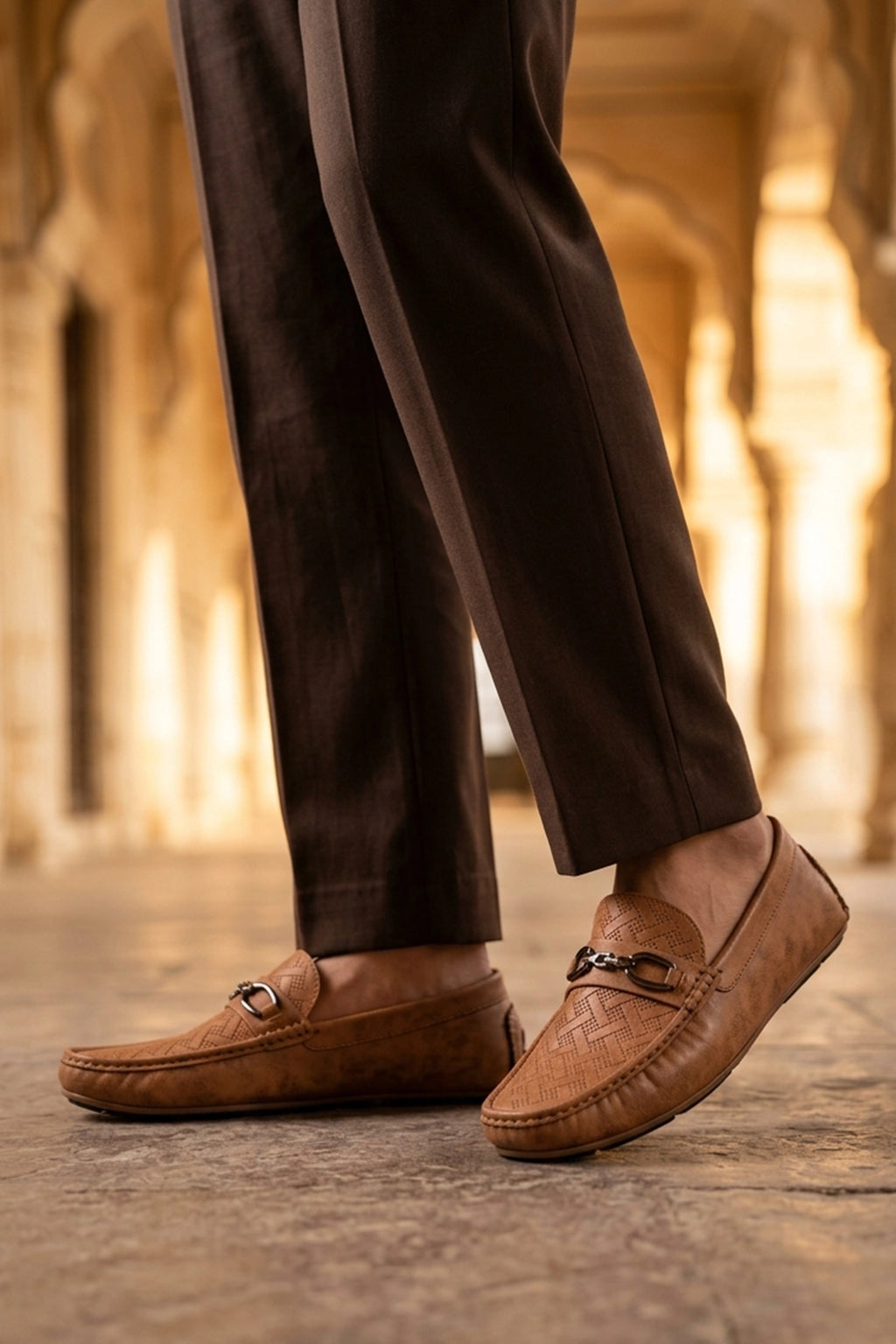 Mustard Perforated Horsebit Loafers 0130941