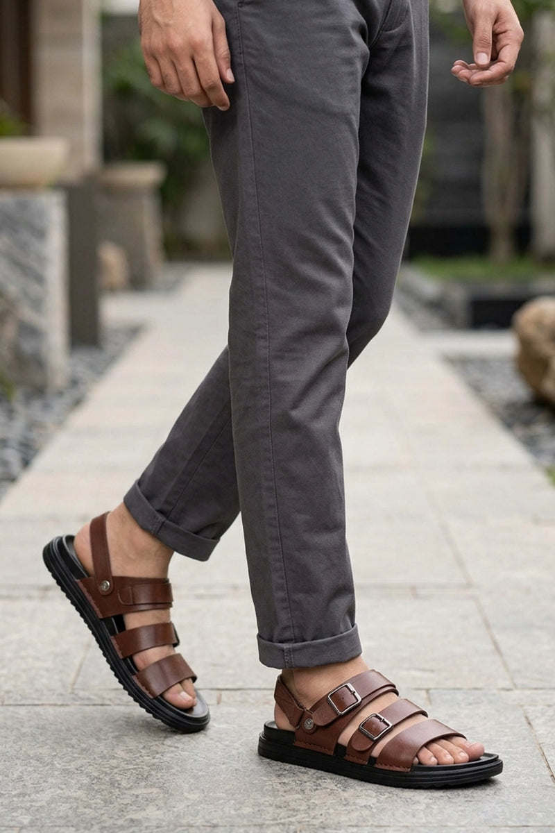 Mustard Soft Buckle Sandals For Men 0141014