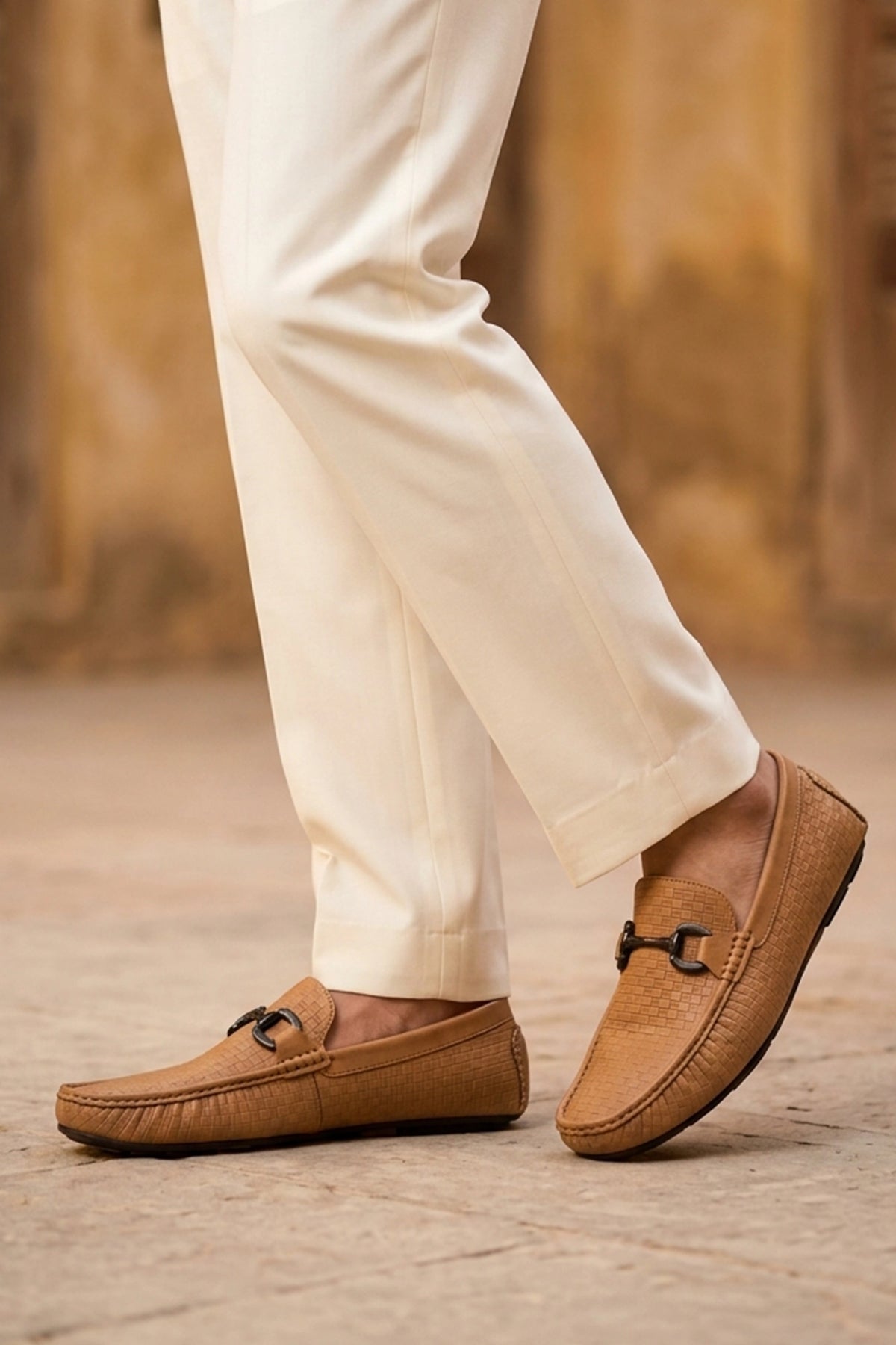 Mustard Textured Horsebit Loafers 0130953