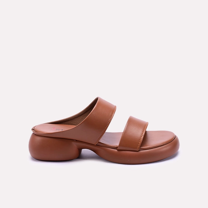 Womens Mustard Double Strap Chunky Casual Slippers