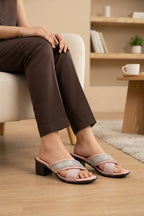 Peach Block Heel Casual Slippers 0413136