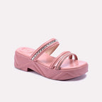 Peach Casual Platform Slippers