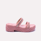 Womens Peach Casual Platform Slippers