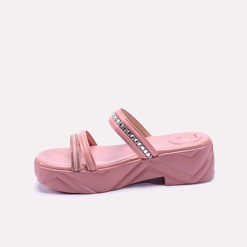 Peach Casual Platform Slippers for Women