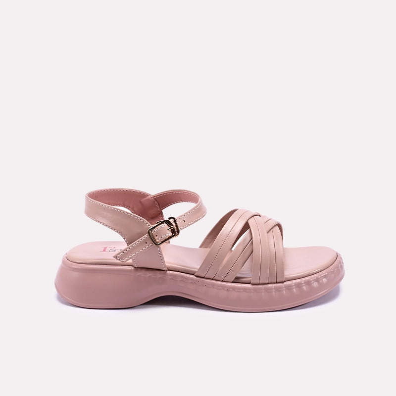 Womens Peach Chunky Casual Sandals