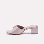 Peach Fancy Block Heel Slippers for Women