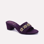 Purple Fancy Heel Slippers