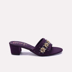 Womens Purple Fancy Heel Slippers