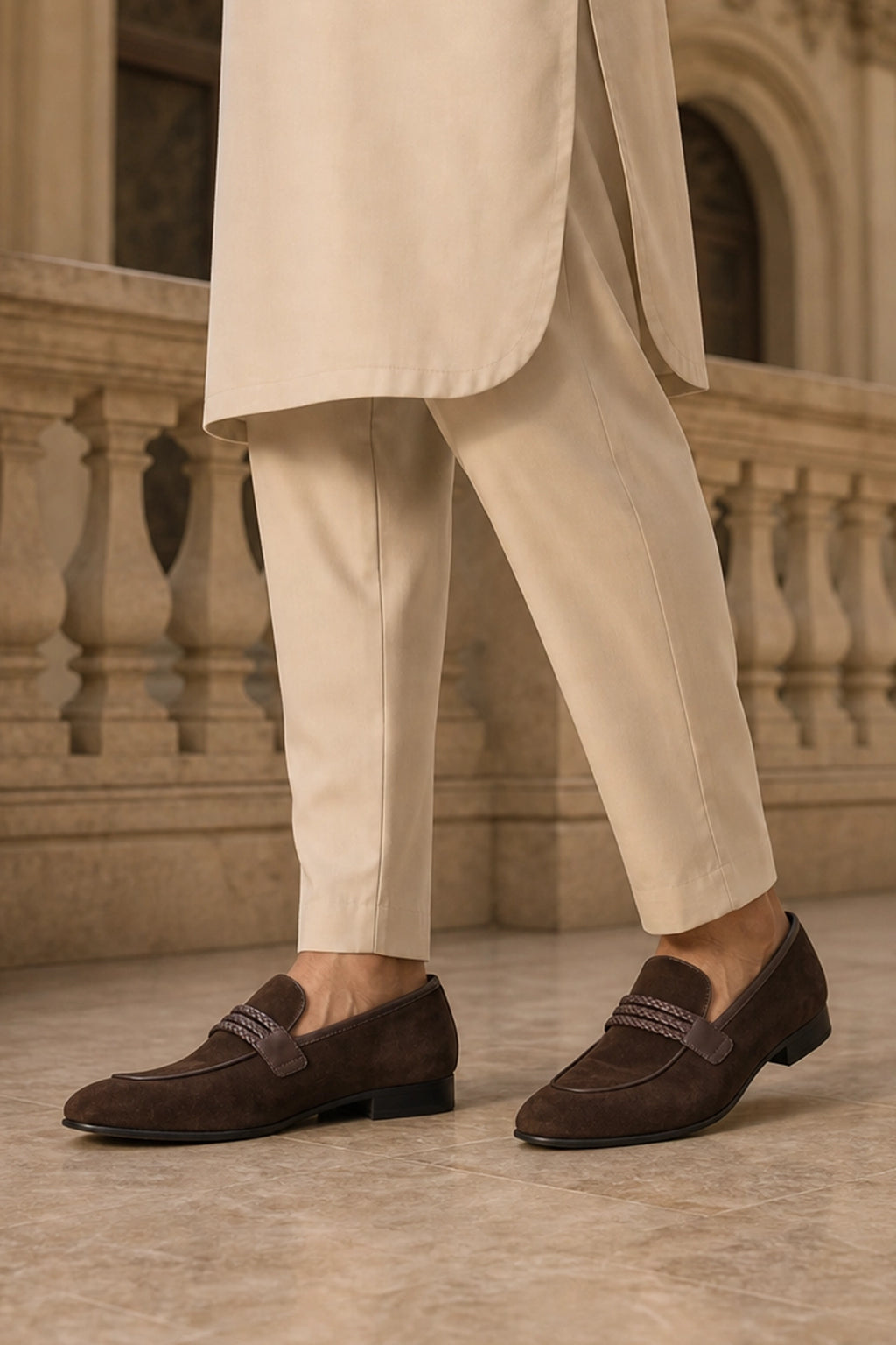 Rogue Brown Formal Velvet Loafers 0111289