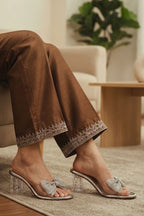 Silver Crystal Heel Fancy Slippers 0412556
