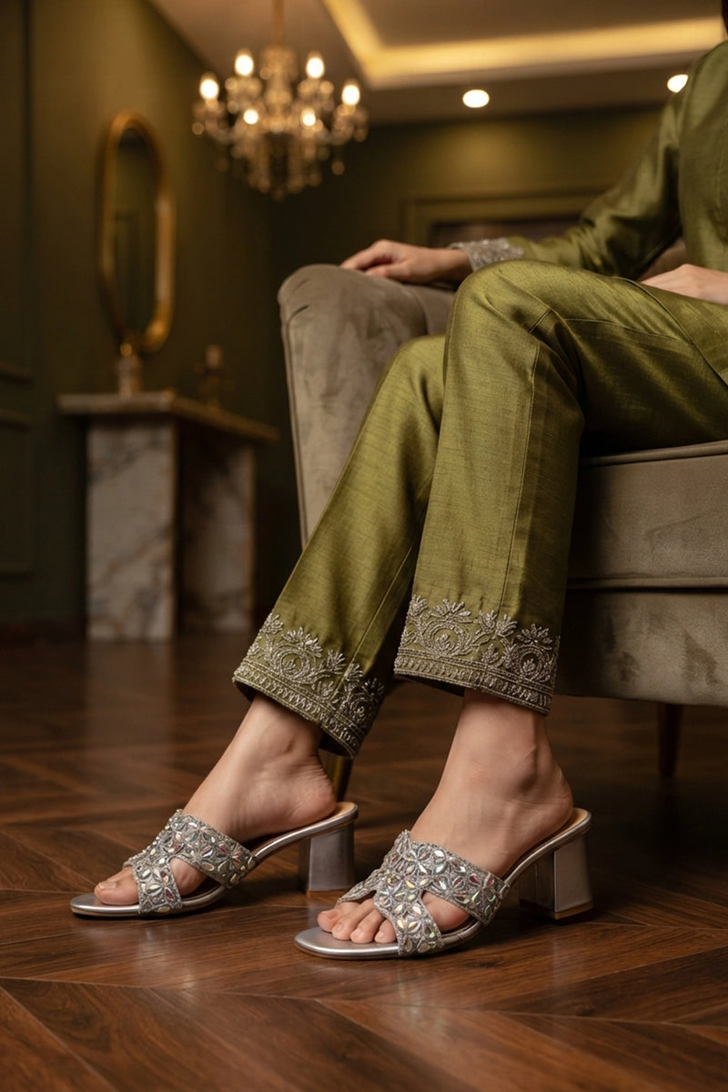Silver Heel Slippers 0412657