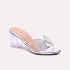Silver Crystal Heel Fancy Slippers 0412556
