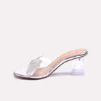 Silver Crystal Heel Fancy Slippers 0412556