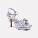 Silver Pointed Heel Bridal Sandals