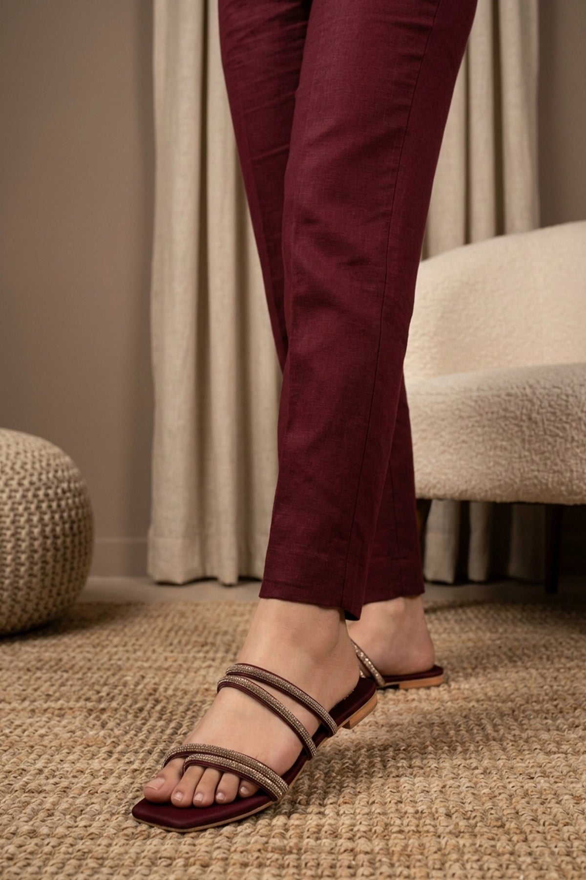 Sylvette Maroon Fancy Slippers 0412837