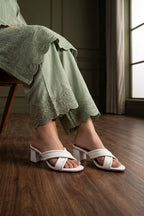 White Casual Heel Slippers 0413390