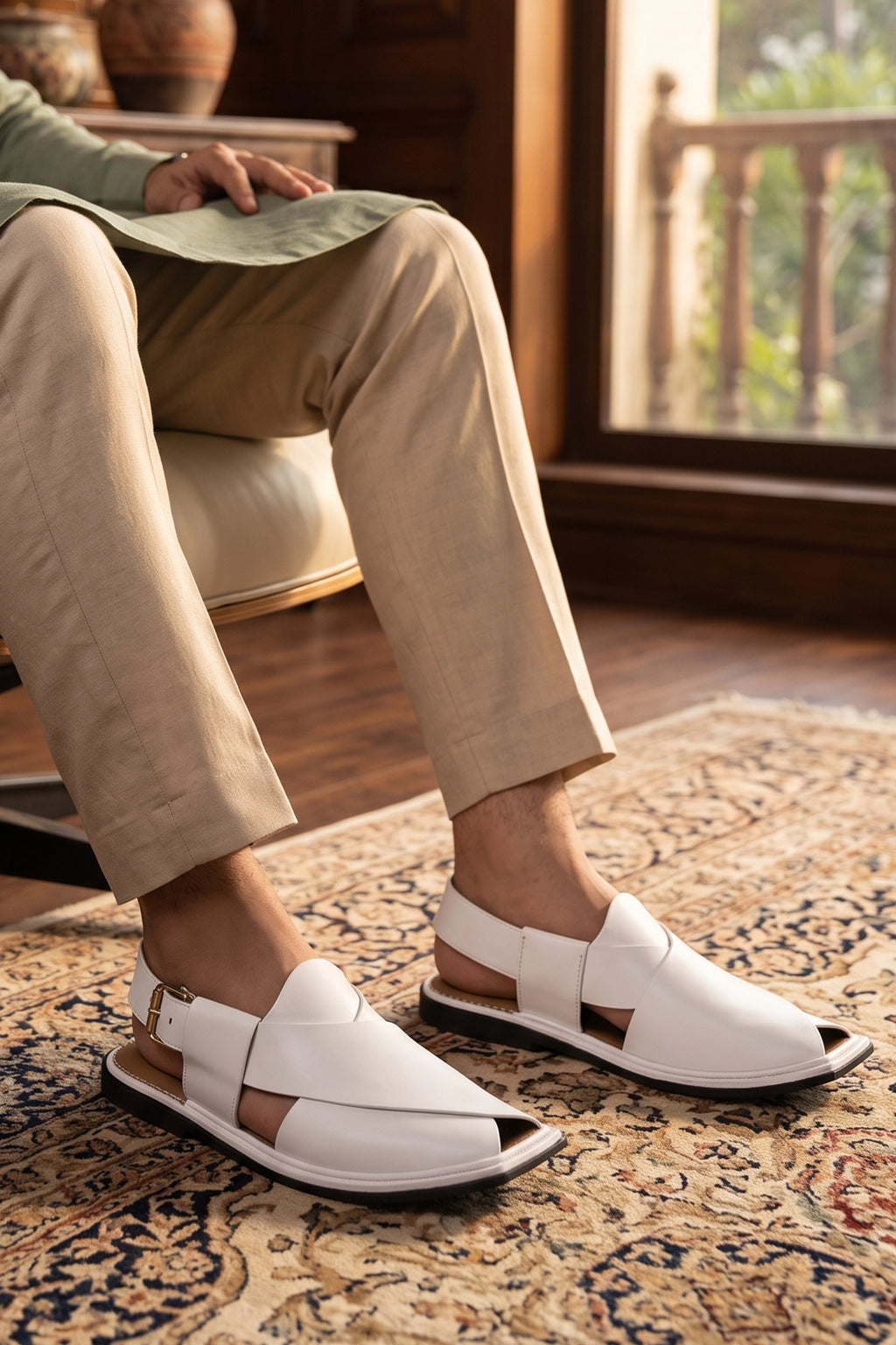 White Kaptan Peshawari Sandal 0140744