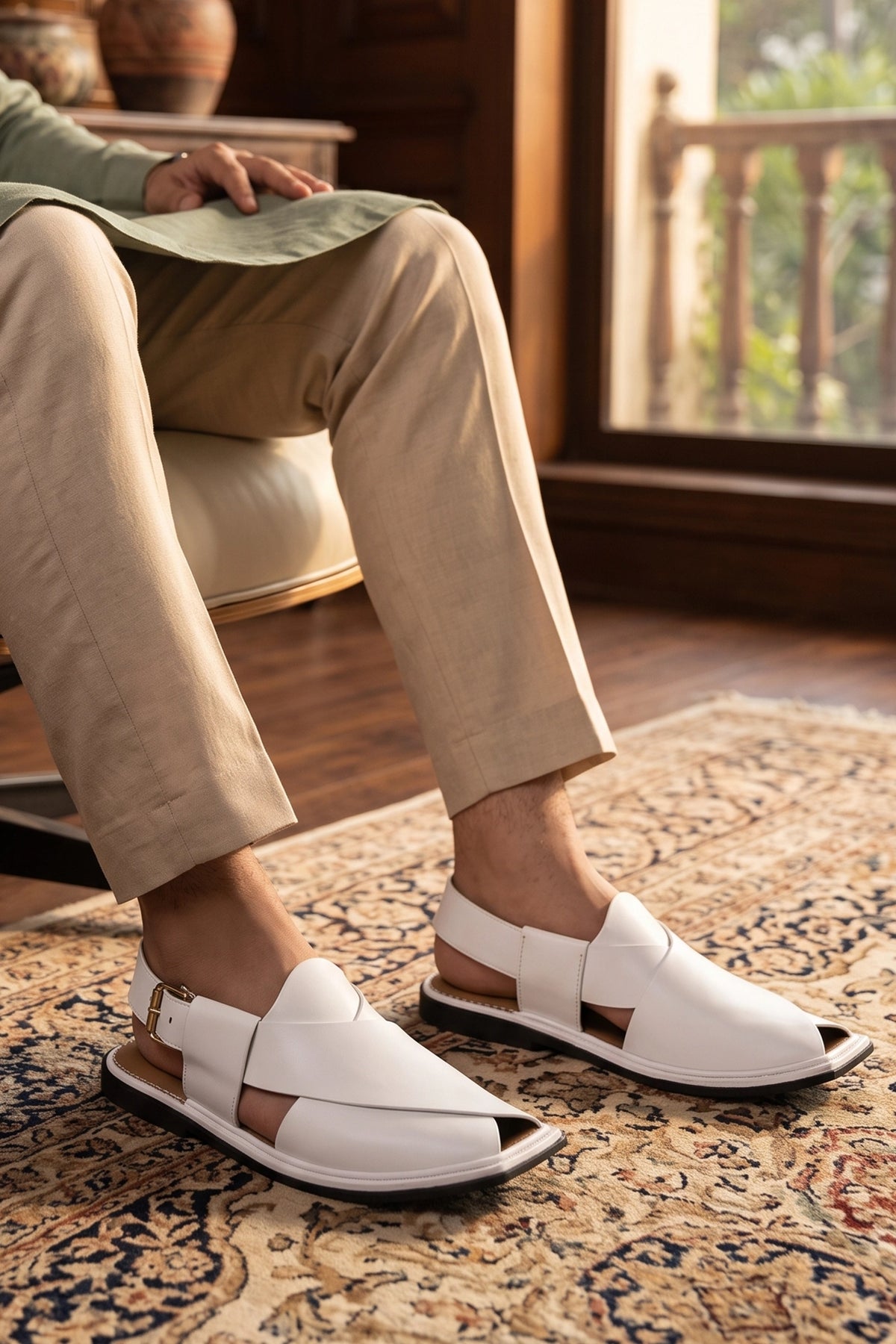 White Kaptan Peshawari Sandal 0140744