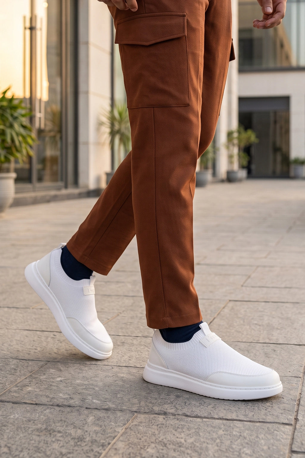 White Mens Slip On Sneakers 0120608
