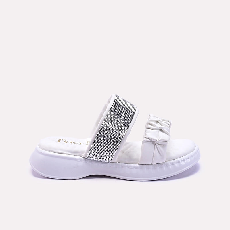 Womens White Comfy Fancy Slippers