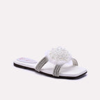 White Fancy Flat Slippers