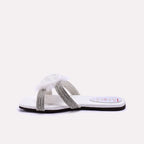 White Fancy Flat Slippers for Women