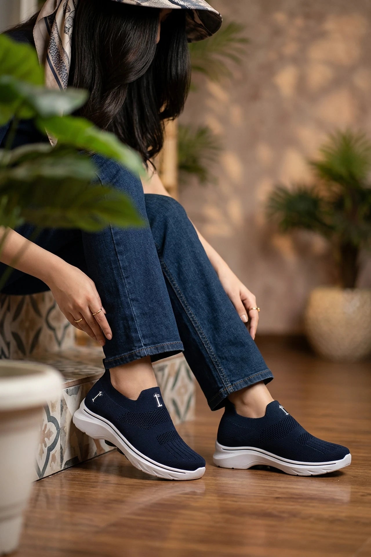 Women Blue Slip On Sneakers 0440812