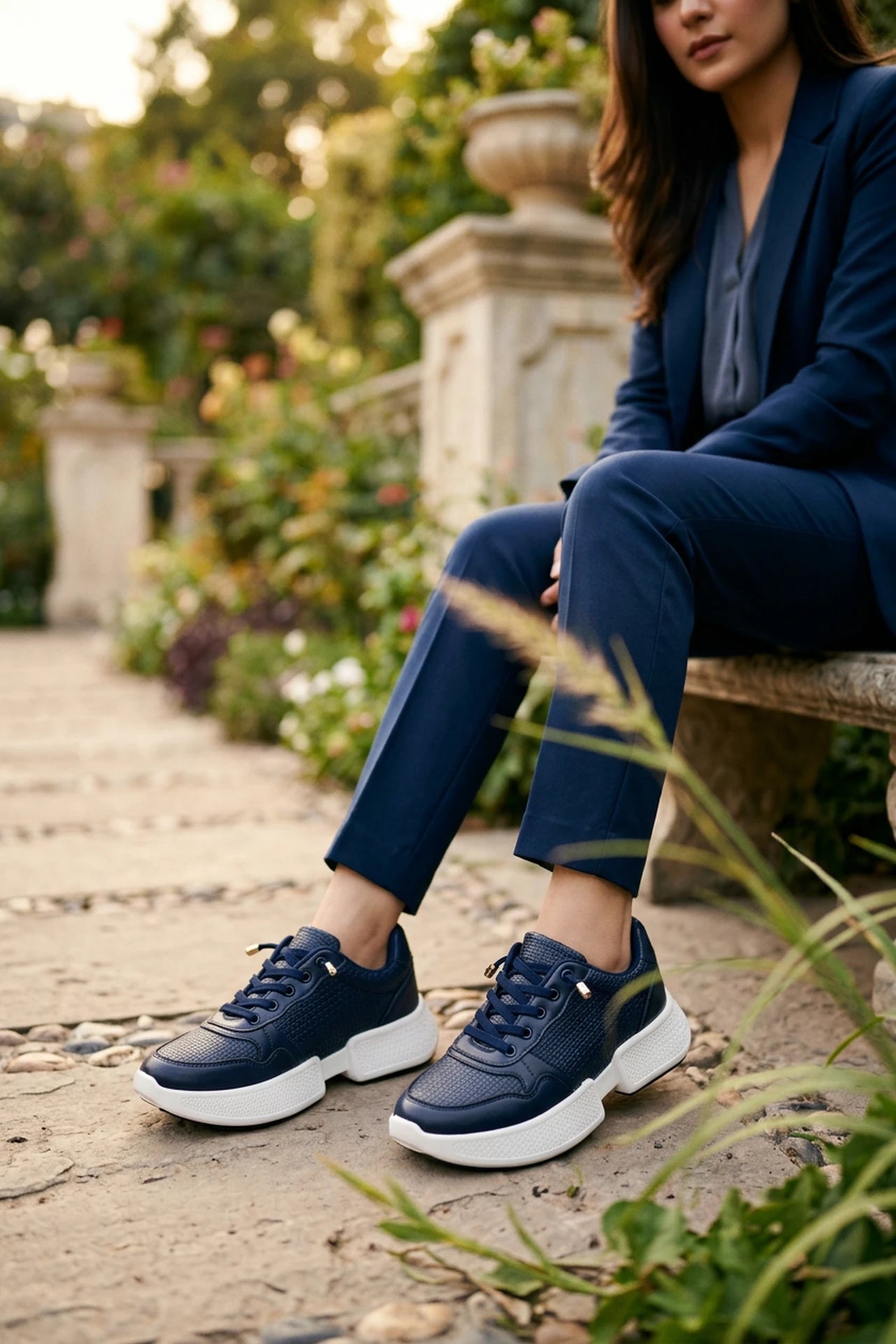 Women Blue Thick Sole Sneakers 0440650