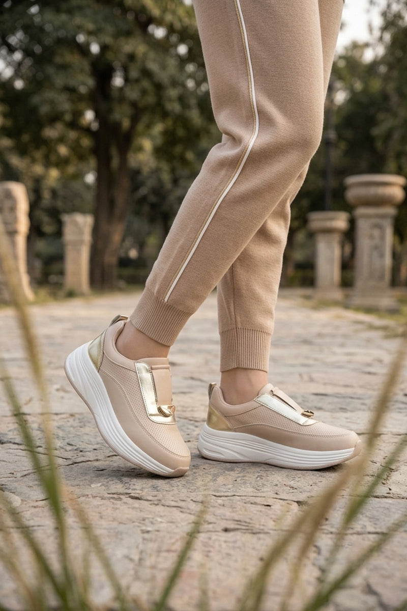 Women Sneaker Shoes Golden 0440934