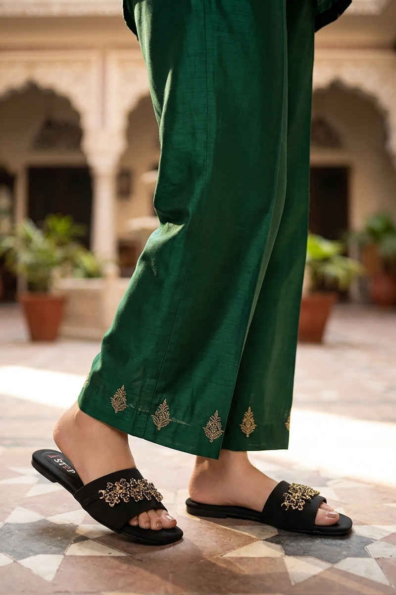 Womens Black Casual Flat Slippers 0412948