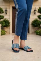 Womens Blue Flat Fancy Slippers 0412862