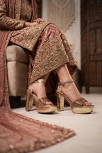 Womens Gold High Heel Sandals 0421509