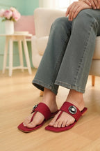 Womens Maroon Casual Slippers 0413288