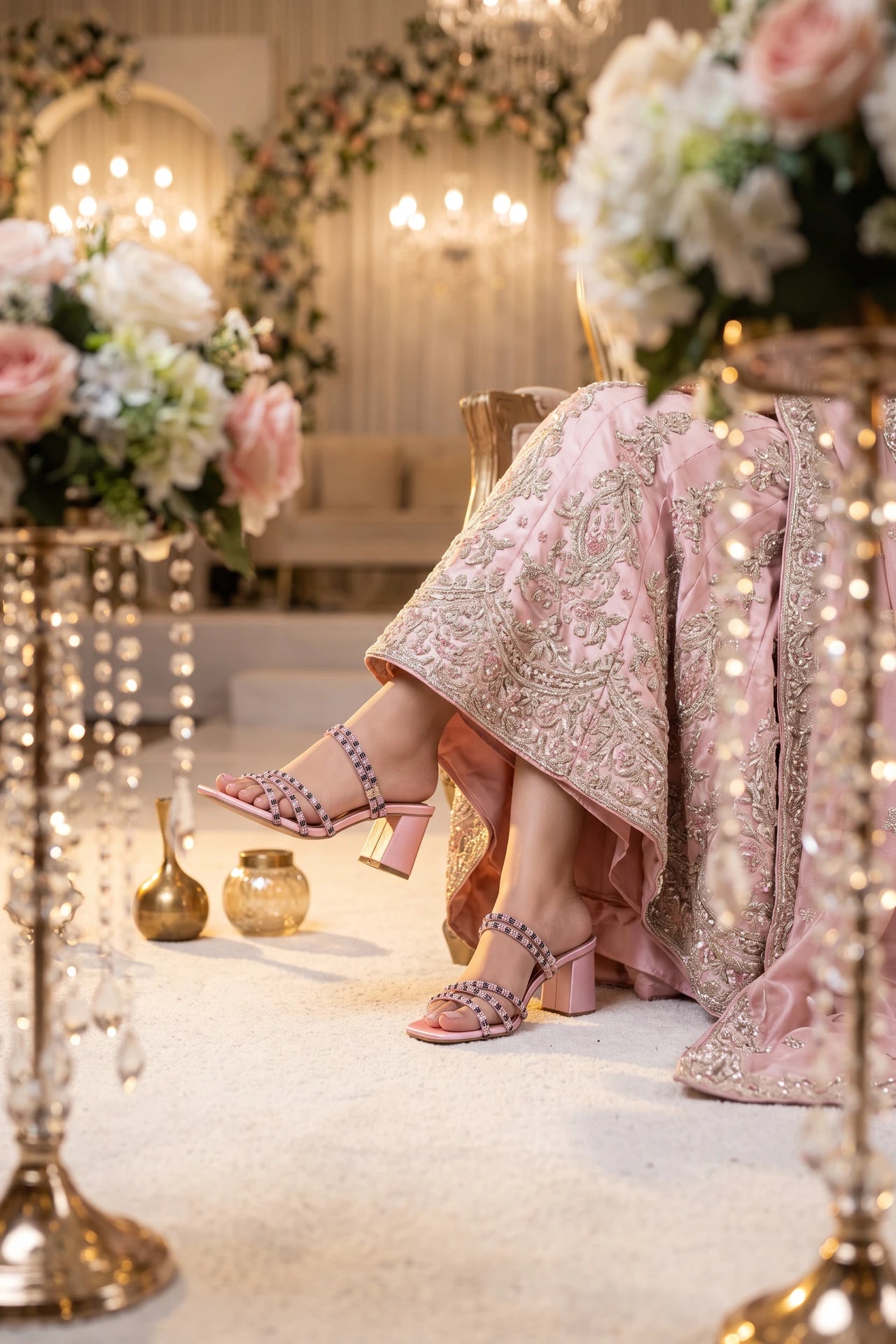Womens Pink Bridal Sandals 0421335